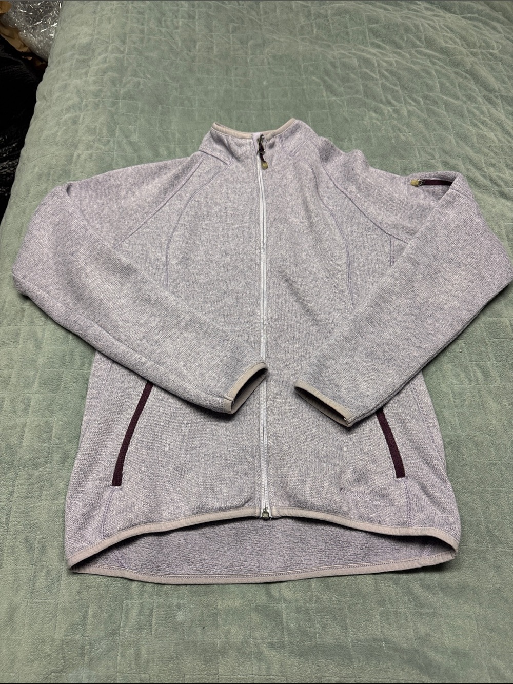 Eddie Bauer Knit Jacket, Lavender Purple, Zippered Pockets, Size S